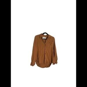 Lola River Womens Shirt Large Orange Long Sleeve Button Up wt56